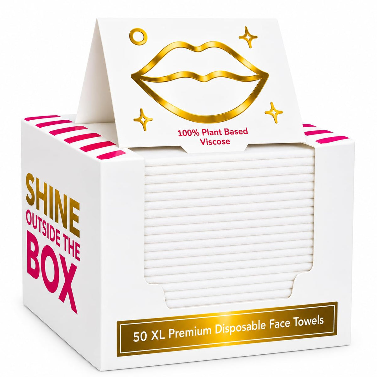 Shimmer Anna Shine XL Disposable Face Towels – 50 Count Ultra-Soft Lint-Free Dry Facial Wipes, 100% Viscose Towels for Skincare, Makeup Removal & Sensitive Skin