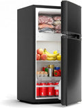 COWSAR 2.5 Cu.Ft Mini Fridge with Freezer, Double Reversible Door Compact Dorm Refrigerator with 2 Removable Shelves, Commercial Apartment Fridge for Bedroom, Office, Kitchen, Dorm, Black