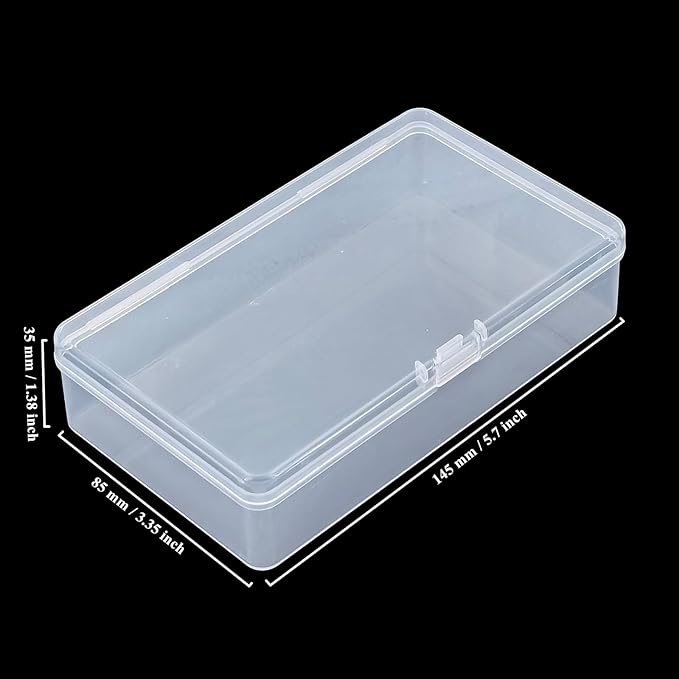 19 Pack Rectangular Clear Plastic Storage Containers Box with Hinged Lid for Beads and Other Small Craft Items (5.7 x 3.35 x 1.38 inch)