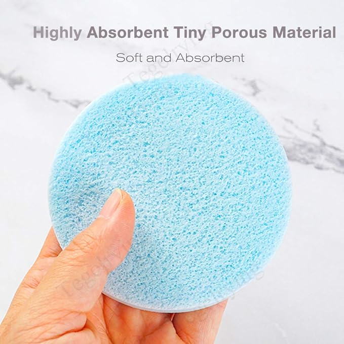 Facial Sponge Compressed,120 Count PVA Professional Makeup Removal Round Face Wash Sponges Spa Pads Exfoliating Cleansing for Women,Blue,Purple,Green
