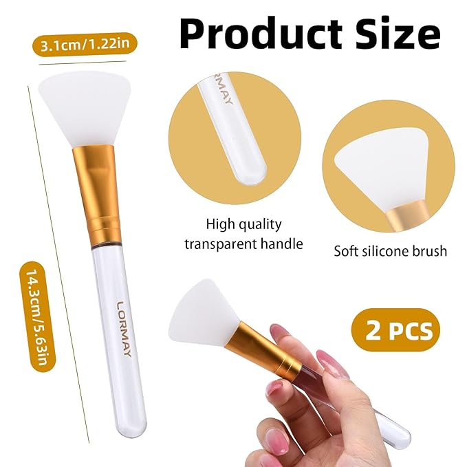 LORMAY 2 Pcs Silicone Jelly Mask Brush, Facial Skincare Applicator