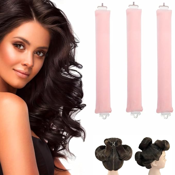 Heatless Hair Curler for Overnight Blowout Curls, No Heat Curl Rods to Sleep In, for Long and Medium Hair (Pink)