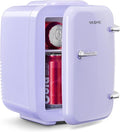 YASHE Mini Fridge, 4 Liter/6 Can Mini Makeup Fridge, 110V AC/ 12V DC Portable Thermoelectric Cooler&Warmer for Skincare, Drink, Cosmetic, Medicine, Small fridge for Bedroom, Office, Dorm, Car, Purple