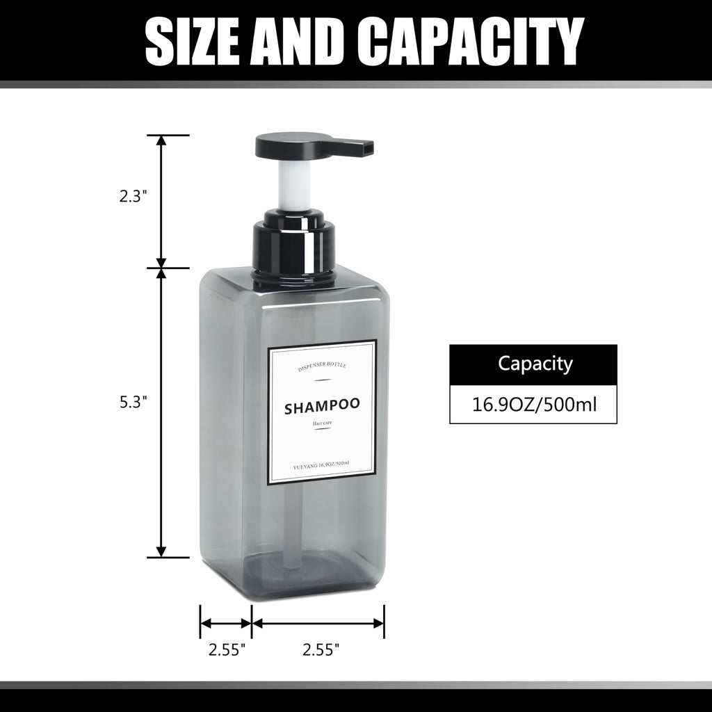 Soap Dispenser for Kitchen, YACEYACE 16.9oz Set of 3 Clear Grey