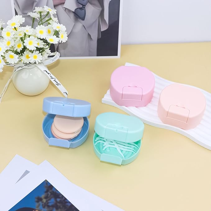 Etenpo 4 Packs Plastic Square Cotton Pad Holder, Hair Tie Container, Multiple Colors, Portable For Traveling, Suitable for Makeup Remover Cotton Balls,Organizer for Collecting Small Items(3.3 x 1.5in)