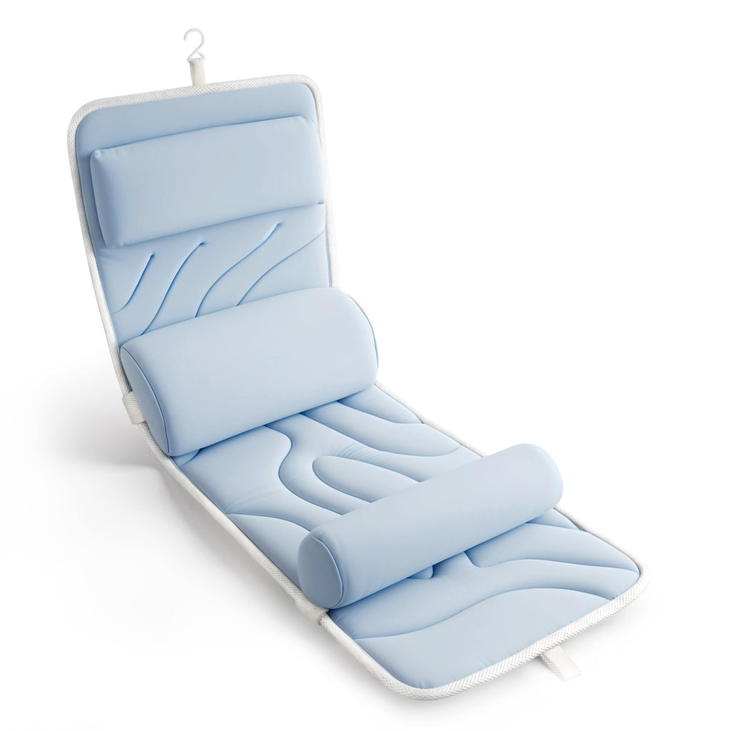 Sunlit Ultra Soft Full Body Bath Pillow for Bathtub, Luxury Thick Tub Pillow for Head Neck Back Support with Lumbar Pillow Multi-Function Stopper, Spa Pillow with Strong Suction Cups, Bath Accessories
