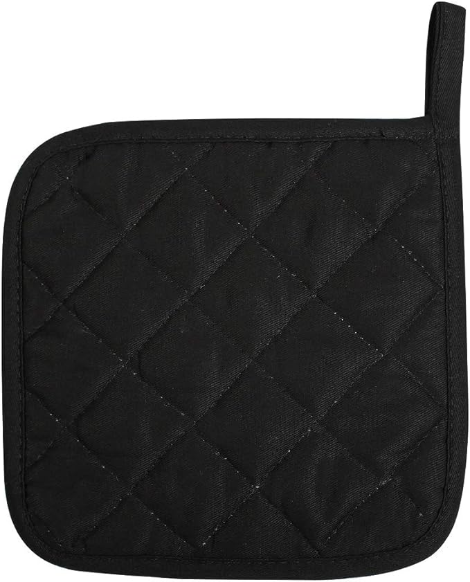 Lifaith 6 Pack Potholders Kitchen Pot Holders Set,Cotton Pot Holders for Kitchen 7 inch hot Pads,Heat Resistant Hot Pads for Cooking and Baking Black