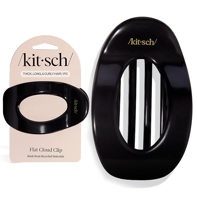 Kitsch Large Flat Claw Clips for Women - Stylish Flat Hair Clips, Strong Hold for Thick & Fine Hair | Non-Slip for Secure, Comfortable All-Day Wear - Black
