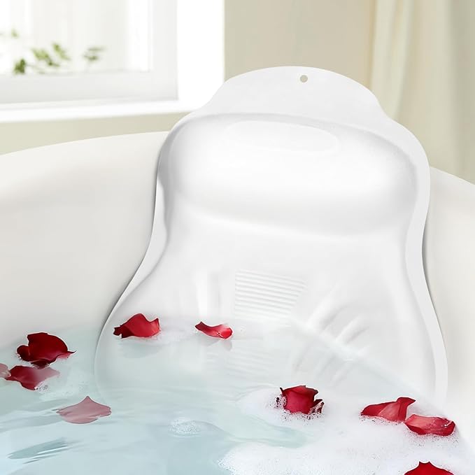 Silicone Bath Pillows for Tub - Adjustable Firmness Bathtub Pillow for Offering Perfect Head Neck & Back Support, Bath Pillow Cushion for Epsom Salt Soaking – Spa Gifts for Women & Parents