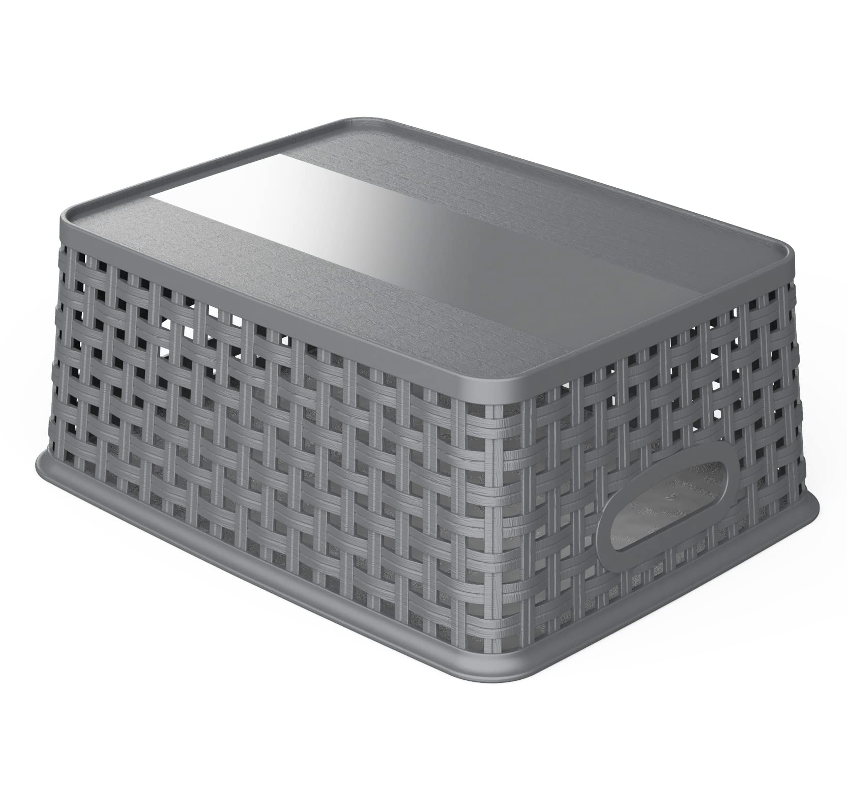 WYT Weave Storage Organizer Baskets, Grey 6-Pack Plastic Woven Baskets, 10.1" x 7.55" x 4.1"