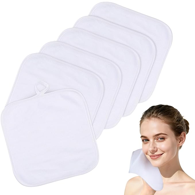 SINLAND Microfiber Facial Cloths Fast Drying Washcloth 8inch x 8inch Absorbent Face Wash Cloth Soft Makeup Remover Cloths