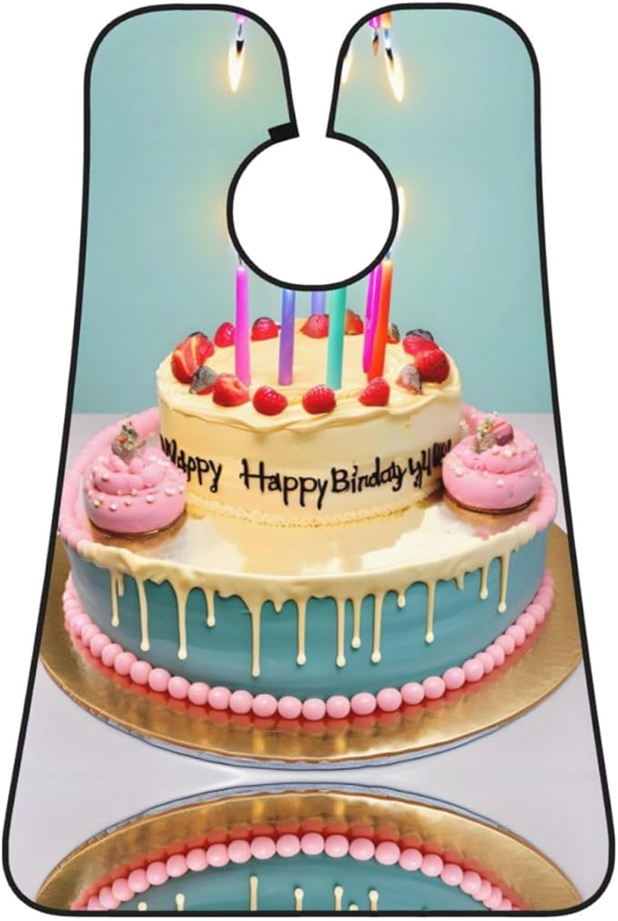 YQxwJL Happy Birthday Big Cake Print Beard Bib Shaving Apron, Beard Hair Trimming Cape Gift For Dad
