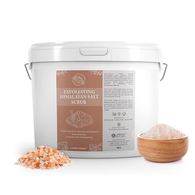 The Midwest Sea Salt Company - Exfoliating Himalayan Salt Scrub - 128oz - Lemongrass - Exfoliating Body Scrub