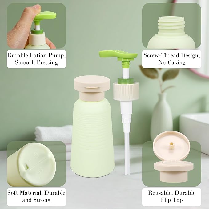 UMETASS 3.4oz Travel Shampoo Bottle with Flip Cap, Refillable Plastic Pump Bottles Dispenser for Soap, Shampoo, Lotions, Liquid Body Wash, Creams and Massage Oil (2Pack, 3.4oz/100ml)