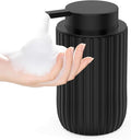 POSOSTO Ceramic Foaming Hand Soap Dispenser, 12 oz Bathroom Soap Dispensers, Lotion Dispenser for Kitchen, Refillable Matte Streaks Soap Dispenser with Large Pump (Black)