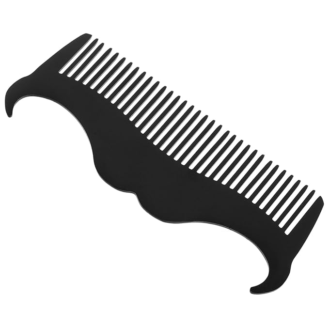 Stainless Steel Beard Stencil Comb and Mustache Shaper Set with Black Opp Pocket, Men's Beard Trim Guide and Styling Tool for Precise Grooming and Travel