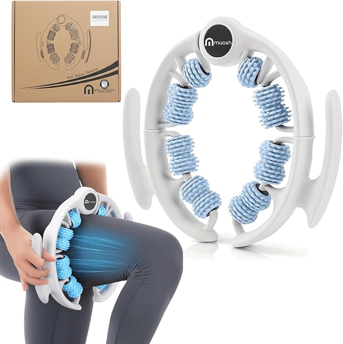 muash Anti-Cellulite Massage Roller for Legs & Body – Cellulite Roller & Cellulite Massage Tool with Deep Tissue Fascia Rolling for Lymphatic Drainage, Thighs & Buttocks (Blue)