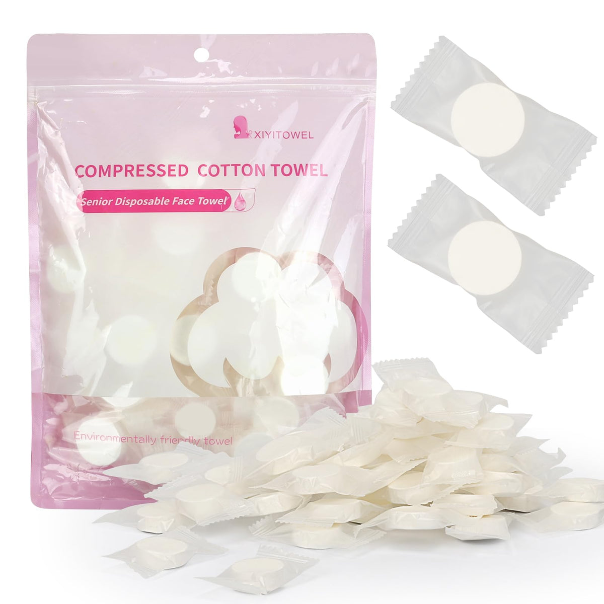 Classycoo Compressed Towel,Thick Disposable Face Towel,8.7x 8 inch, 50 Ct