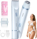 Bikini Trimmer for Women, Dual-Ended Electric Razor Personal Shaver for Bikini Line & Pubic Hair, Waterproof USB-C Rechargeable Body & Face Trimmer for Underarms & Legs (Sky Blue)