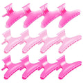 BAHABY Hair Clips for Styling Sectioning 12 PCS Pink Hot Pink Butterfly Clamps Hair Claw Clips Pro Salon Hair Clips for Styling, Sectioning, Cutting and Coloring