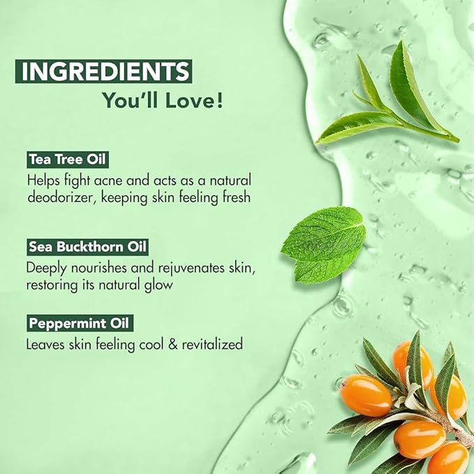 Botanic Hearth Tea Tree Body Wash, 16 Fl Oz (473 ml) Pack of 2 | With Tea Tree Oil, Peppermint & Sea Buckthorn | Gently Cleanses, Refreshes & Nourishes Skin | Sulfate & Paraben Free | For Men & Women