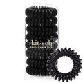 Kitsch Spiral Hair Ties for Women – Coiled Plastic Hair Ties No Damage, Ponytail Holders for Thick and Thin Hair – Creaseless and Dent-Free, Phone Cord Style - Black, 8 Pcs