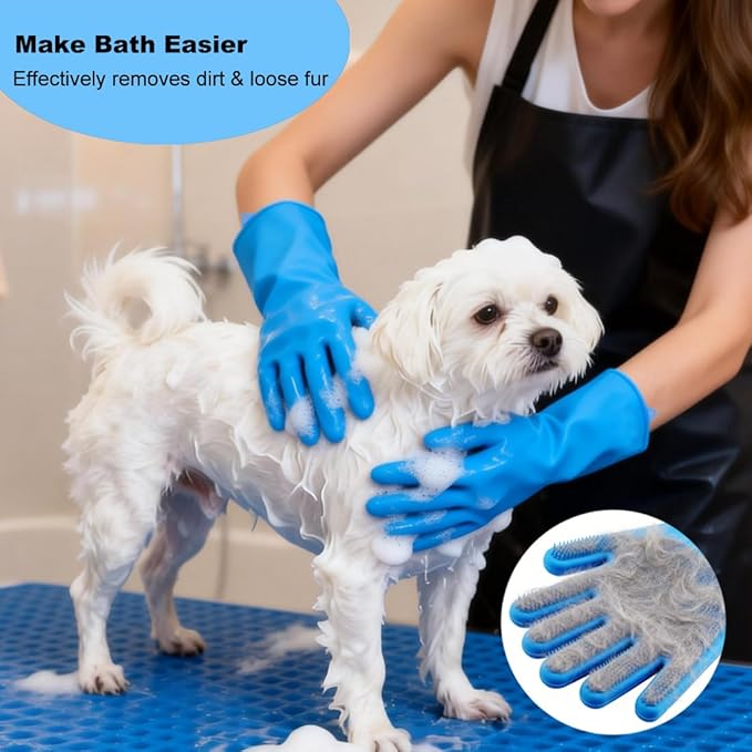 4PCS Pet Grooming Kit for Dogs and Cats, Dog Washing Gloves and Dog Bath Brush, Dog Shower & Shampoo Brush, Dog Scrubber for Bath, Massage and Grooming