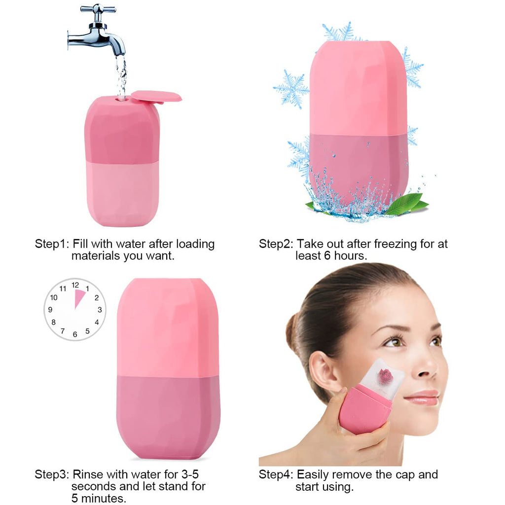 Ice Roller for Face and Eye, Upgraded Ice Face Roller Facial Beauty Ice Roller Skin Care Tools, Ice Facial Roller Gua Sha Face Massage, Silicone Ice Mould for Face Beauty Remove Fine Lines (Purple)