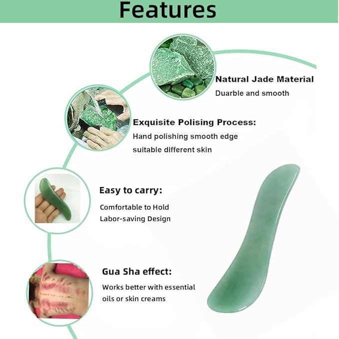 TOP SEWING Gua Sha Facials Tools for Back Massage Tools Board Natural Jade Stone for SPA Acupuncture Therapy Trigger Point Treatment