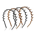 WOVOWOVO Zig Zag Headbands for Women Teen Girls Men, Plastic Hair Bands with Teeth Thin Zigzag Head Bands for Women's Hair, Non Slip Black Comb Hairbands Accessories, 4 Packs