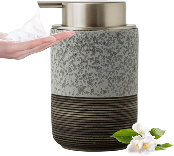 Ceramic Foam Hand Soap Dispenser, 12Oz Countertop Lotion Dispensers for Bathroom with Easy-to-Press Pump, Refillable Liquid Lotion Hand Soap Dispenser, Dish Soap Dispenser for Kitchen