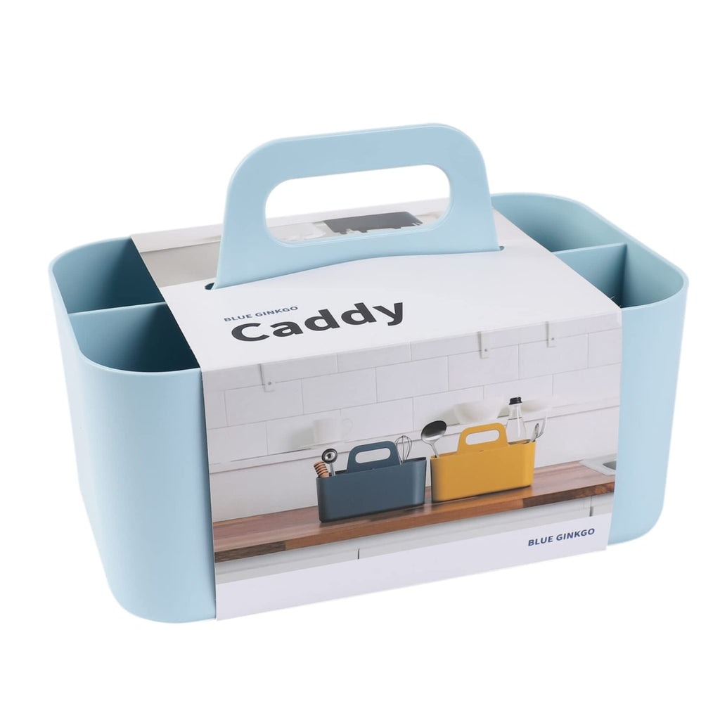 BLUE GINKGO Stackable Organizer Caddy, Rectangle, Blue, Made in Korea