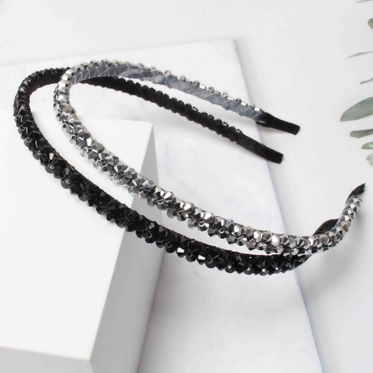 Cuizhiyu Crystal Rhinestone Headbands for Women Girls 4Pack (Color A)