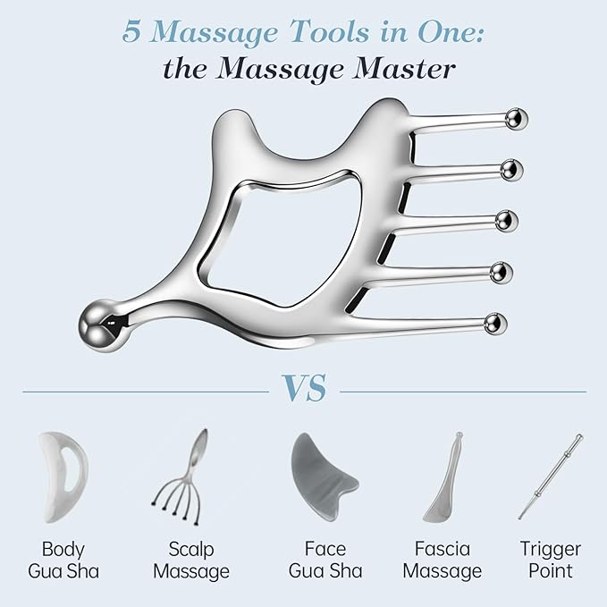 Metal Gua Sha Facial Massage Tools, Scalp Massage Comb for Head