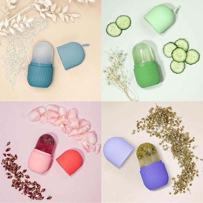 LO MERECES Ice Roller for Face, Ice Cube Facial Roller Massager, Reusable Silicone Face/Neck Ice Mold for Skin Care, Reduce Migraine Pain, De-Puff Eye Bags