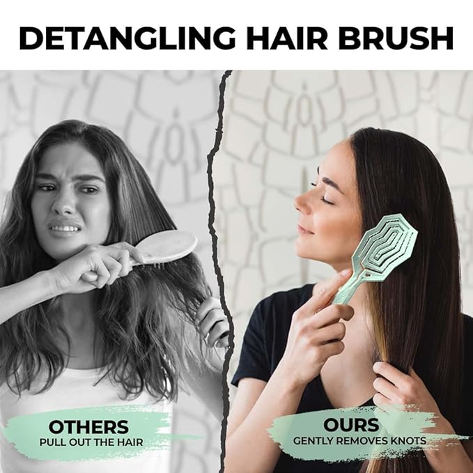 Detangler Brush For Women, Men & Kids - Anti-Static Detangle Hair Brush - Vented brush with 360° Flex Gently Removes Knots, Dry and Wet Brush Detangling Brush For Thick, Fine, Natural & Curly Hair
