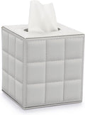 Sumnacon Square PU Leather Tissue Holder Box for Home,Office (Light Grey)