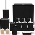 InnJoey Bathroom Accessory Set - Bathroom Set, 12PC Bathroom Accessory Set, Black Bathroom Accessories Set, Mini Trash Can, Toilet Brush, Trash Can & Soap Dispenser