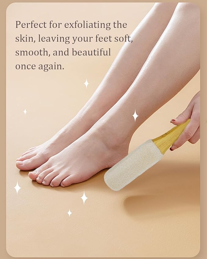 Pumice Stone Foot File, 2 Pack Wooden Pedicure Foot Scrubber Remover for Feet, Heels, Elbows, Hands in Shower, Professional Foot Rasp for Wet and Dry Feet, Foot Care Tools for Women Men（White）