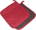 YEKOO 2Pcs Cotton and Neoprene Oven Pads Pot Holders with Pocket 8"x8.5" Dual-Function Hot Pad Set for Finger Hand Wrist Protection Heat Resistant to 428°F,Red
