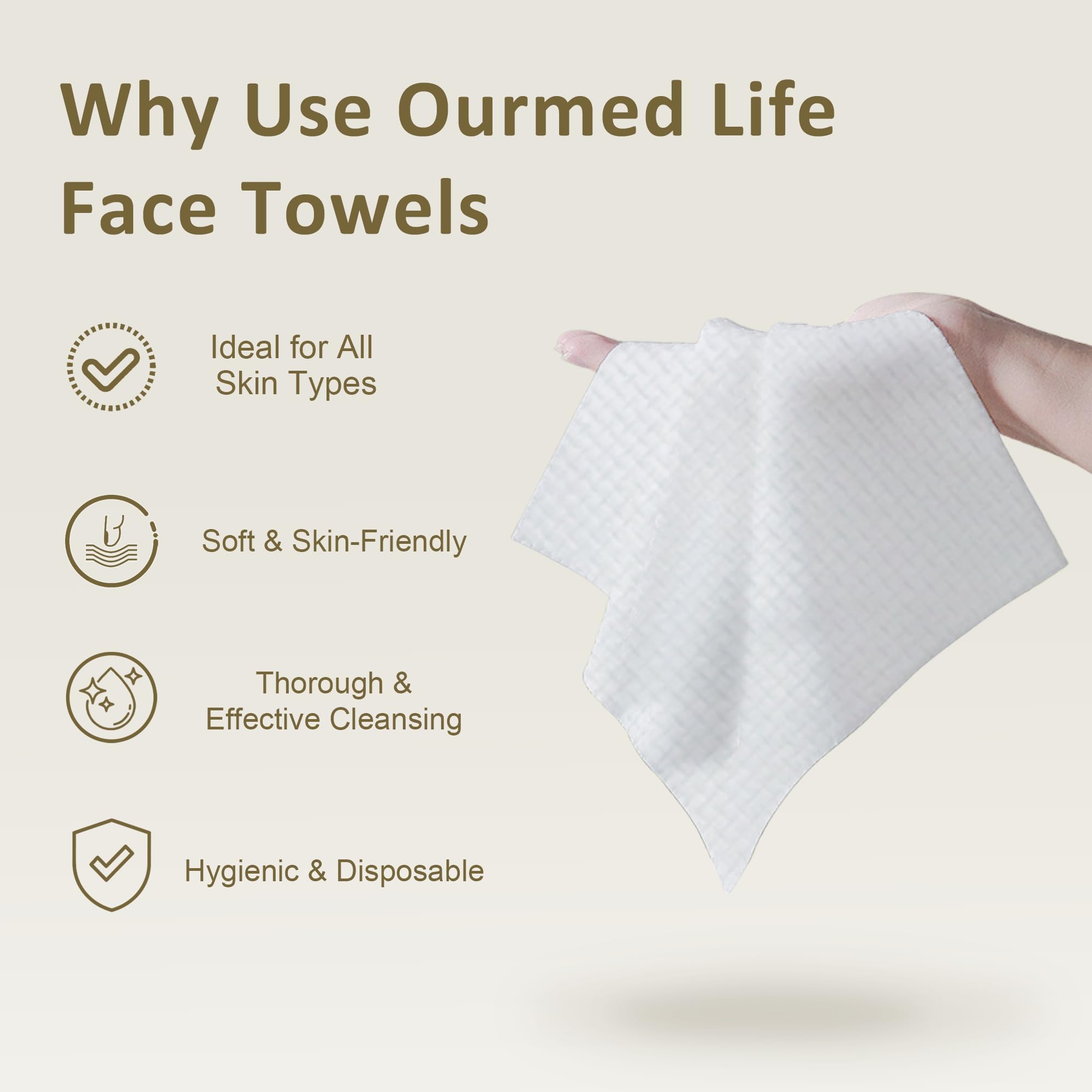 Ourmed Life Disposable Face Towels XL, Ultra Soft & Absorbent, 50 Count