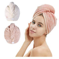M-bestl 2 Pack Microfiber Hair Towel Wrap,Quick Dry,Anti-frizz(Pink&Beige)