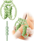 AwnPror Massage Roller for Legs,21 Wheel Circular Leg Clamp+3 Wheel Massage Roller Stick Lymphatic Massage for Relieve Soreness Stiffness Tight Muscles Deep Tissue-Green