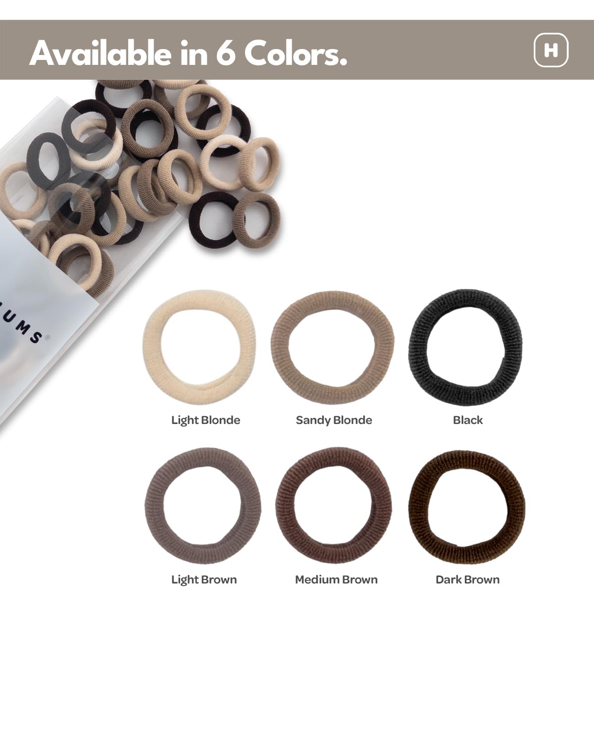 Heliums Extra Small Hair Ties No Damage - Dark Brown - Mini 0.7 Inch Tiny Soft Seamless Hair Bands for Toddlers, Braids, Kids Ponytails- 40 Count