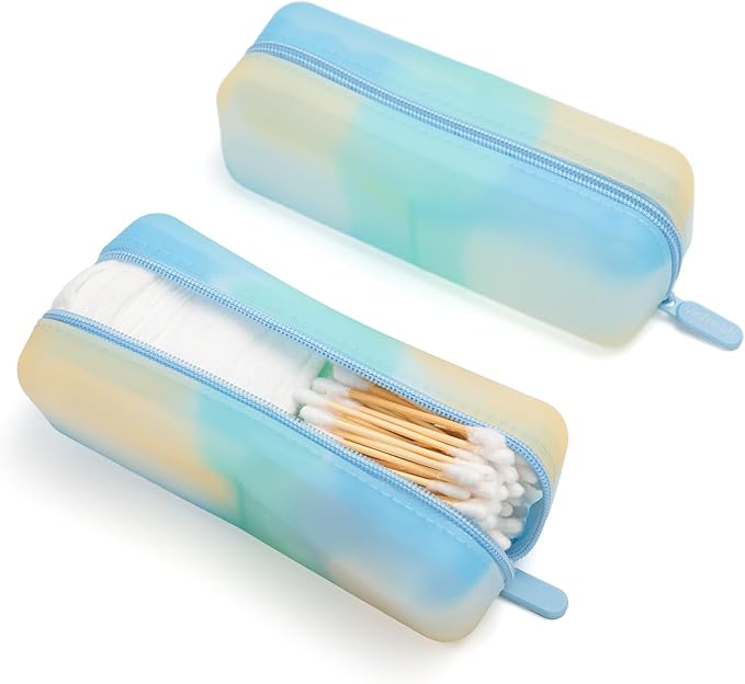 Cotton Pad Swab Travel Case, Waterproof Organizer (Ocean Breeze)