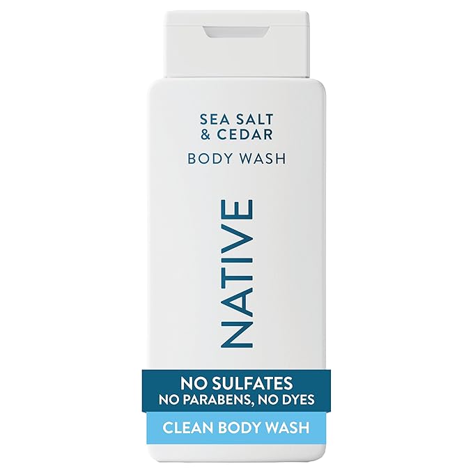 Native Body Wash Contains Naturally Derived Ingredients | For Women & Men, Sulfate, Paraben, & Dye Free Leaving Skin Soft and Hydrating | Sea Salt & Cedar 18 oz