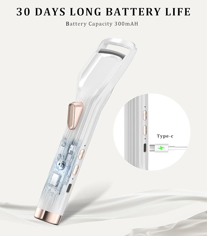 Heated Eyelash Curler Premium PRO - Fast Heat up in 8s - 24 Hours Long Lasting, White-HA