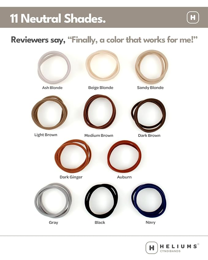 Heliums Thin Seamless Hair Ties - Navy Blue - 6mm Nylon No Damage Ponytail Holders, 1.75 Inch, Medium Hold for Thin to Normal Hair - 18 Pack