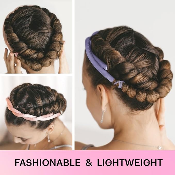 Lanzhire No Heat Overnight Curling Headband for Long and Short Hair - Thin Heatless Curlers to Sleep In (Black)