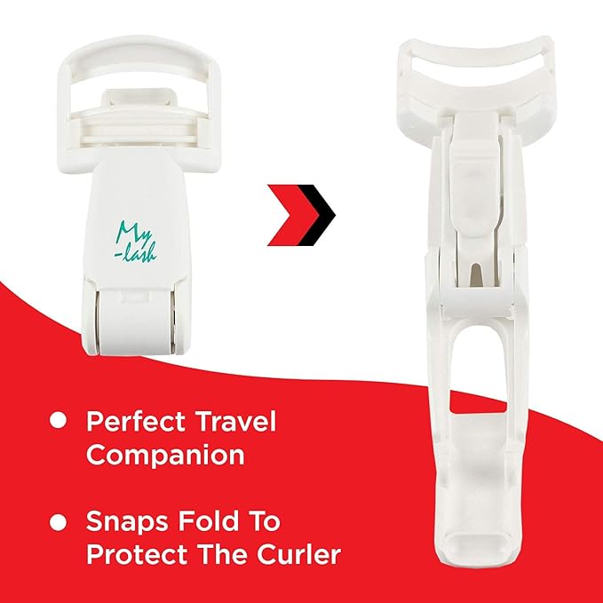 Seki Edge Folding Eyelash Curler (SS-602) - Lash Curler with Silicone Replacement Pads - Full Size Eye Lash Curler Folds for Portable Travel - Eyelash Curler for Women - Made in Japan (183)